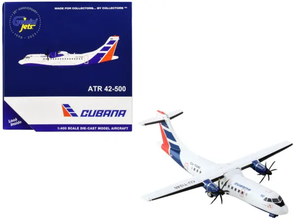 ATR 42-500 Commercial Aircraft "Cubana Airlines" (CU-T1240) White with Red and Blue Stripes 1/400 Diecast Model Airplane by GeminiJets #1