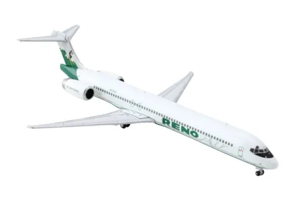 McDonnell Douglas MD-90 Commercial Aircraft "Reno Air" (N905RA) White with Green Tail 1/400 Diecast Model Airplane by GeminiJets #2