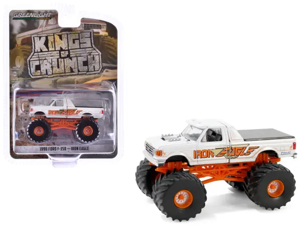1990 Ford F-350 Monster Truck White "Iron Eagle" "Kings of Crunch" Series 15 1/64 Diecast Model Car by Greenlight #1