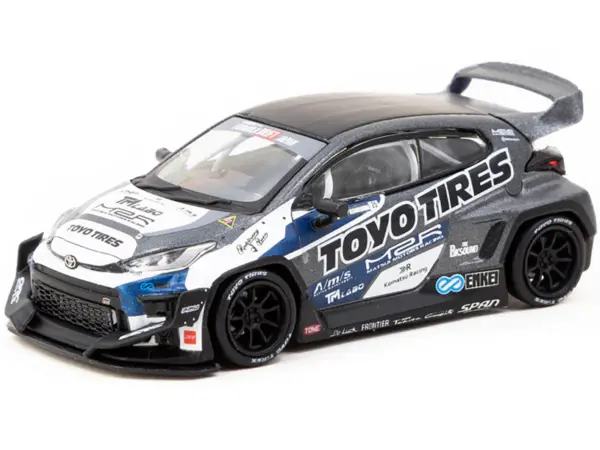 Toyota Pandem GR Yaris RHD (Right Hand Drive) "Toyo Tires" Gray Metallic with Graphics "Hobby64" Series 1/64 Diecast Model Car by Tarmac Works #2