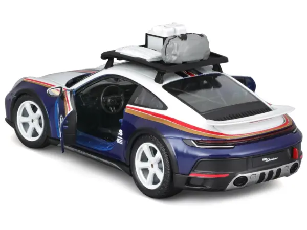 Porsche 911 Dakar #953 "Roughroads Porsche" Blue and White with Stripes and Roof Rack "Race" Series 1/24 Diecast Model Car by Bburago #3