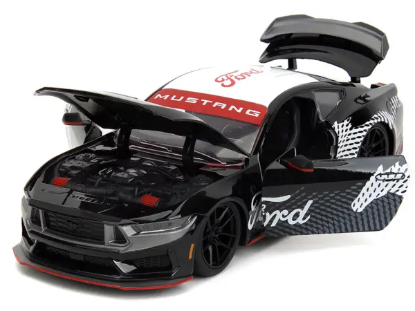 2024 Ford Mustang Dark Horse Black with White Top and "Mustang Horse Graphics" "Bigtime Muscle" Series 1/24 Diecast Model Car by Jada #2