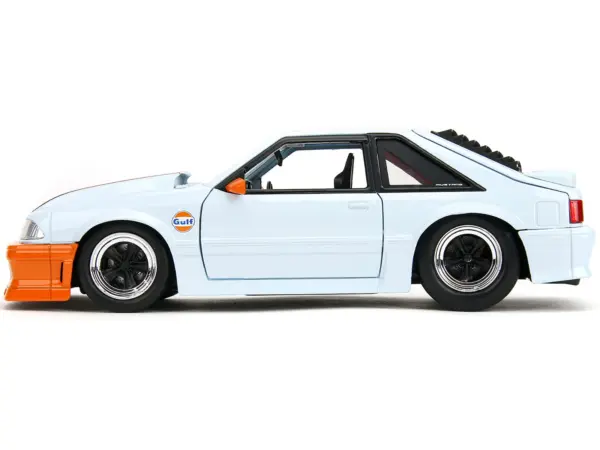 1989 Ford Mustang GT "Gulf Oil" Light Blue with Orange Stripe "Bigtime Muscle" Series 1/24 Diecast Model Car by Jada #3