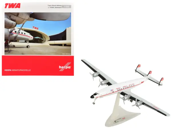Lockheed L-1649A Jetstream Commercial Aircraft "TWA (Trans World Airlines)" (N8083H) White with Red Stripes 1/200 Diecast Model Airplane by Herpa #1