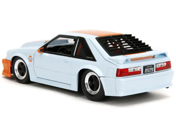 1989 Ford Mustang GT "Gulf Oil" Light Blue with Orange Stripe "Bigtime Muscle" Series 1/24 Diecast Model Car by Jada #5