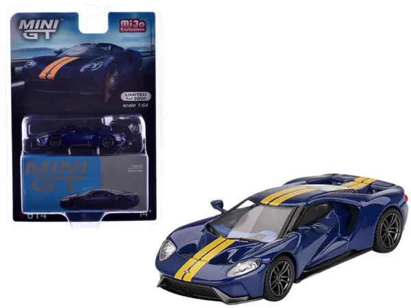 Ford GT Sunoco Blue with Yellow Stripes Limited Edition to 3600 pieces Worldwide 1/64 Diecast Model Car by Mini GT #1