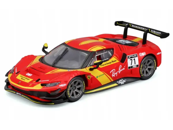 Ferrari 296 GT3 #71 Red "Francorchamps Motors" (2022) "Racing" Series with Display Case 1/43 Diecast Model Car by Bburago #2