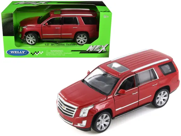 2017 Cadillac Escalade with Sunroof Red Metallic 1/24-1/27 Diecast Model Car by Welly #1