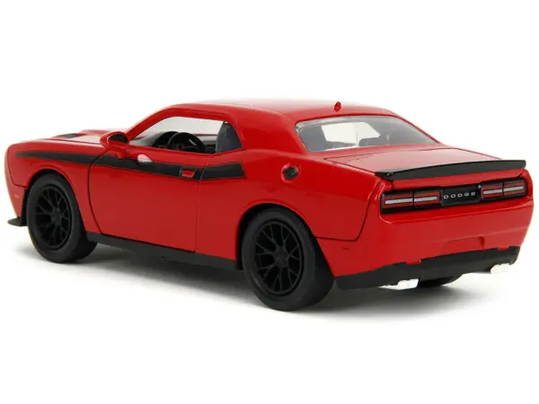 2015 Dodge Challenger Red with Black Stripes and Glenn Diecast Figure "The Walking Dead" (2010-2022) TV Series "Hollywood Rides" Series 1/24 Diecast Model Car by Jada #5