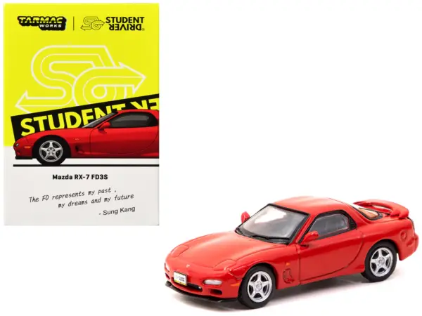 Mazda RX-7 FD3S RHD (Right Hand Drive) Red "Student Driver" "J Collection" Series 1/64 Diecast Model by Tarmac Works #1