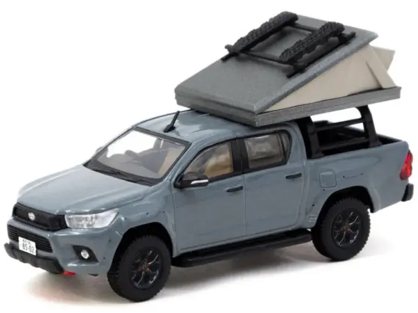 Toyota Hilux Pickup Truck RHD (Right Hand Drive) Gray with Camping Equipment "Road64" Series 1/64 Diecast Model Car by Tarmac Works #2