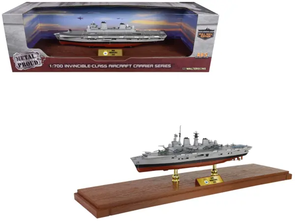 British HMS Invincible (R05) Aircraft Carrier Full-Hull Edition "Falklands War" (1982) British Royal Navy "Battleship" Series 1/700 Diecast Model by Metal Proud #1