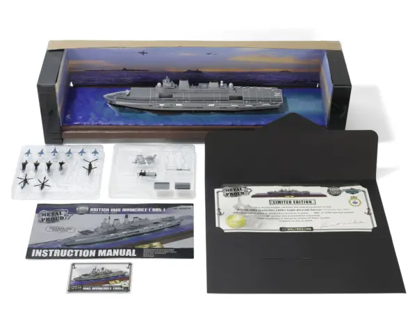 British HMS Invincible (R05) Aircraft Carrier Waterline Edition "Falklands War" (1982) British Royal Navy "Battleship" Series 1/700 Diecast Model by Metal Proud #4