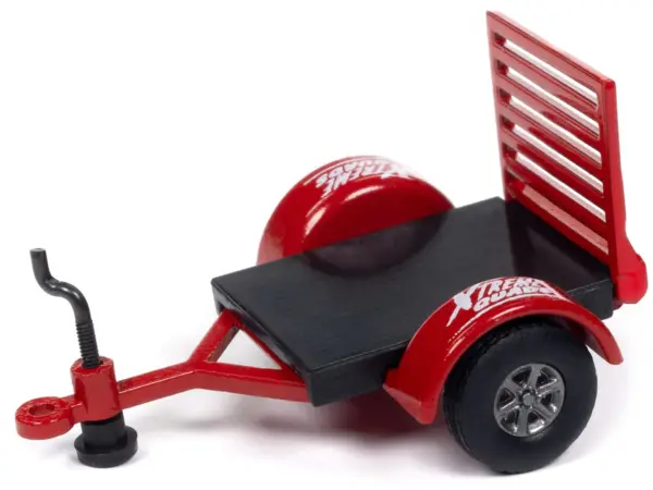 1979 International Scout II Red and Black "Xtreme Quads" with Open Utility Trailer "Tow & Go" Series 1/64 Diecast Model Car by Johnny Lightning #4