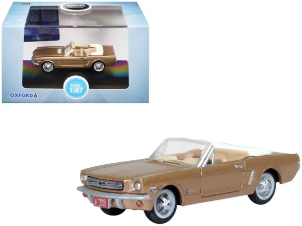 1965 Ford Mustang Convertible Prairie Bronze Metallic 1/87 (HO) Scale Diecast Model Car by Oxford Diecast #1