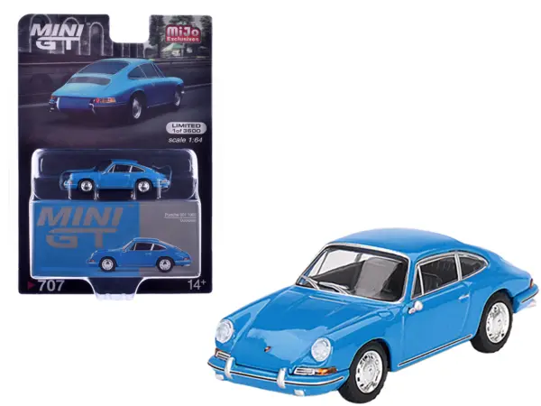 1963 Porsche 901 Blue "Quickblau" Limited Edition to 3600 pieces Worldwide 1/64 Diecast Model Car by Mini GT #1