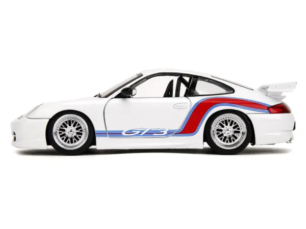 Porsche 911 GT3 (996) White with Red and Blue Stripes "Hyper-Spec" Series 1/24 Diecast Model Car by Jada #3