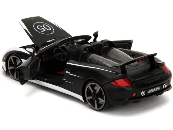 Porsche Carrera GT Convertible #05 Black with White Graphics "Hyper-Spec" Series 1/24 Diecast Model Car by Jada #4