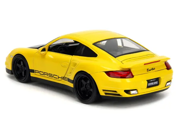 Porsche 911 Turbo (997) Yellow with Carbon Hood "Hyper-Spec" Series 1/24 Diecast Model Car by Jada #5