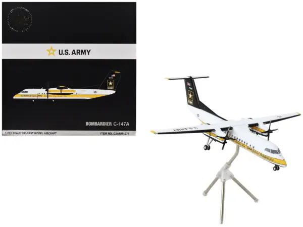 Bombardier C-147A Transport Aircraft "Golden Knights Parachute Team" United States Army (17-01610) White with Yellow Stripes and Black Tail "Gemini 200" Series 1/200 Diecast Model Airplane by GeminiJets #1