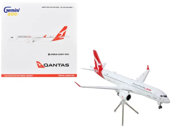 Airbus A220-300 Commercial Aircraft "QantasLink - Qantas Airways" (VH-4XB) White with Red Tail "Gemini 200" Series 1/200 Diecast Model Airplane by GeminiJets #1