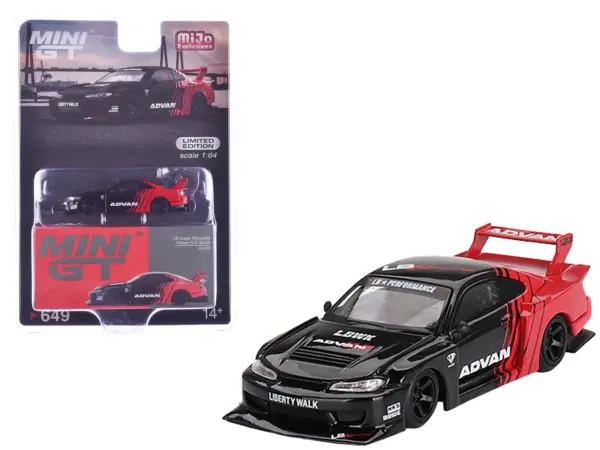 Nissan "LB-Super Silhouette" S15 SILVIA RHD (Right Hand Drive) Red and Black "ADVAN" Limited Edition 1/64 Diecast Model Car by Mini GT #1