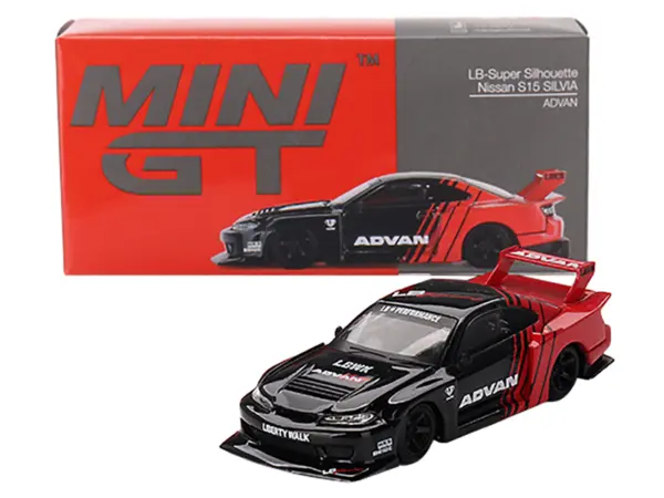 Nissan "LB-Super Silhouette" S15 SILVIA RHD (Right Hand Drive) Red and Black "ADVAN" Limited Edition 1/64 Diecast Model Car by Mini GT #4