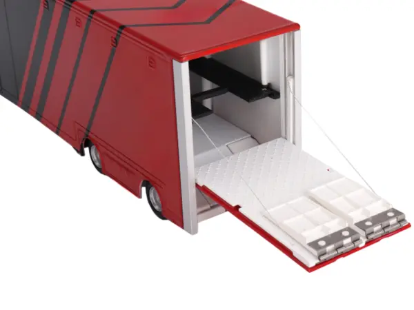 Mercedes-Benz Actros with Racing Transporter Red and Black "ADVAN" 1/64 Diecast Model Car by Mini GT #4