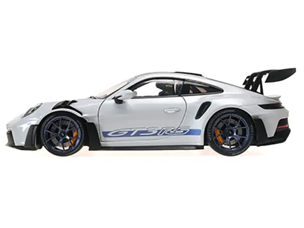 2022 Porsche 911 (992) GT3 RS "Weissach Package" Gray Metallic with Blue Accents Limited Edition to 649 pieces Worldwide 1/18 Diecast Model Car by Minichamps #2
