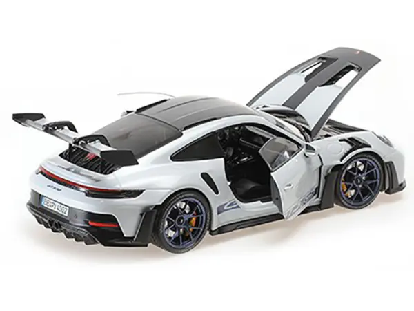 2022 Porsche 911 (992) GT3 RS "Weissach Package" Gray Metallic with Blue Accents Limited Edition to 649 pieces Worldwide 1/18 Diecast Model Car by Minichamps #3