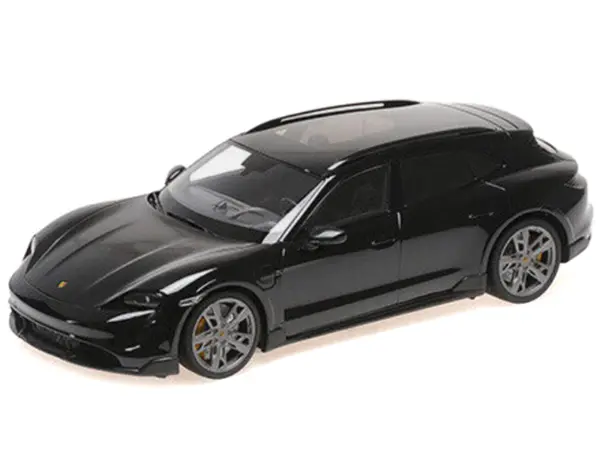 2021 Porsche Taycan CUV Turbo S Black Limited Edition to 480 pieces Worldwide 1/18 Diecast Model Car by Minichamps #2
