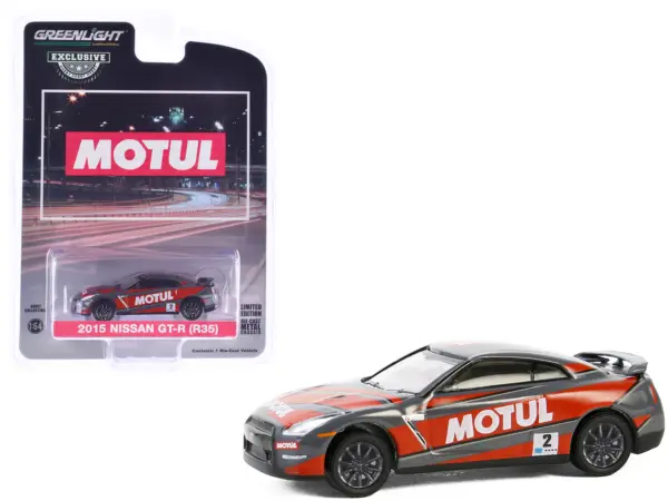 2015 Nissan GT-R (R35) #2 "MOTUL" Gray with Red Graphics "Hobby Exclusive" Series 1/64 Diecast Model Car by Greenlight #1