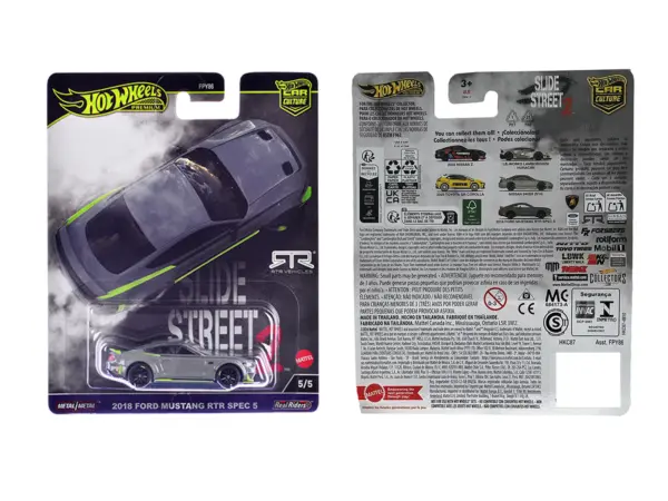 2018 Ford Mustang RTR Spec 5 Gray "Slide Street 2" Series Diecast Model Car by Hot Wheels #3