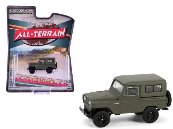 1962 Nissan Patrol Matt Olive Green "All Terrain" Series 16 1/64 Diecast Model Car by Greenlight #1