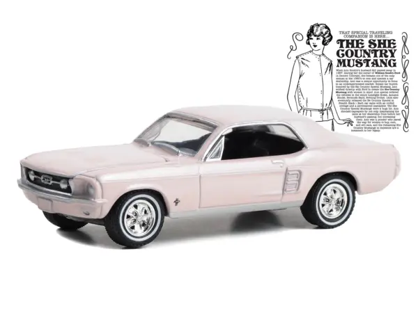 1967 Ford Mustang Coupe "She Country Special - Bill Goodro Ford Denver Colorado" Bermuda Sand "Hobby Exclusive" Series 1/64 Diecast Model Car by Greenlight #2