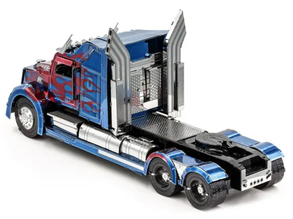 Model Kit Western Star 5700 Truck "Optimus Prime" Blue with Red Flames "Transformers: The Last Knight" (2017) Movie (Moderate Difficulty) Steel Model by Metal Earth #3