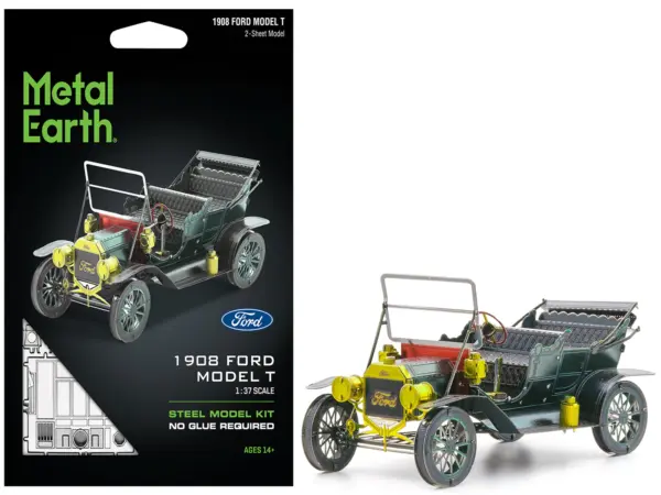 Model Kit 1908 Ford Model T Dark Green (Moderate Difficulty) Steel Model by Metal Earth #1
