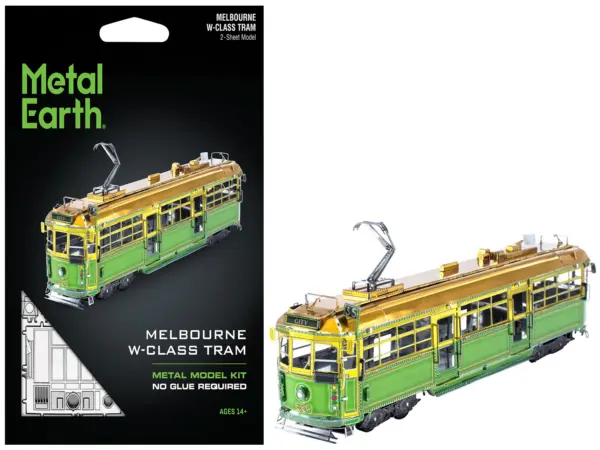 Model Kit Melbourne W-class Tram Green and Gold (Moderate Difficulty) Steel Model by Metal Earth #1