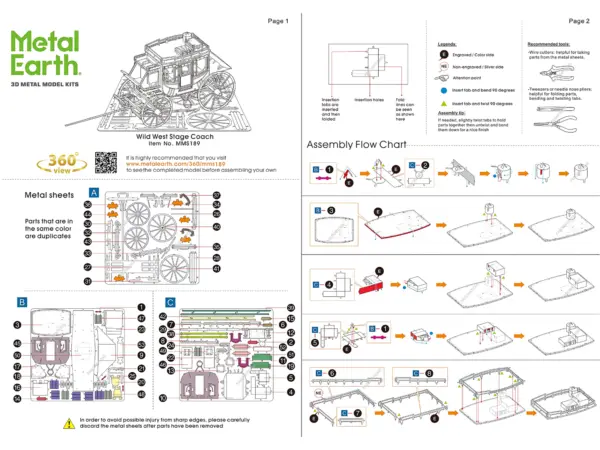 Model Kit Wild West Stagecoach (Moderate Difficulty) Steel Model by Metal Earth #4