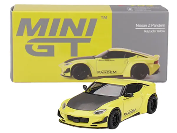 Nissan Z "Pandem" Ikazuchi Yellow with Carbon Hood Limited Edition to 4800 pieces Worldwide 1/64 Diecast Model Car by Mini GT #4