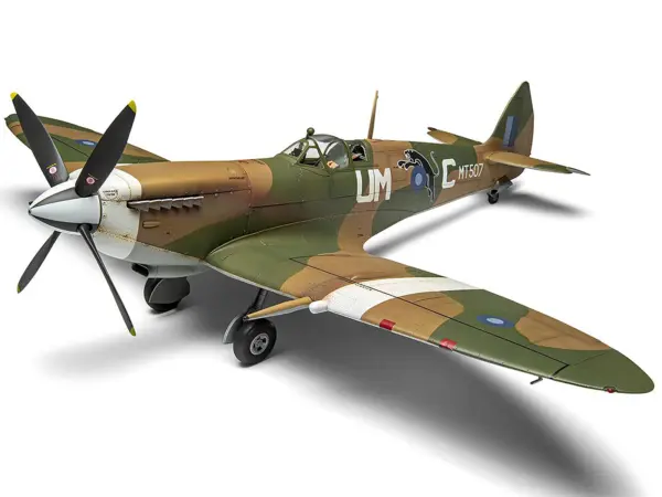 Level 4 Model Kit Supermarine Spitfire Mk.VIII Fighter Aircraft with 3 Scheme Options 1/24 Plastic Model Kit by Airfix #4