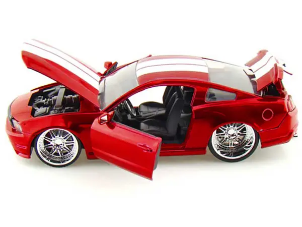 2010 Ford Mustang GT Red Metallic with White Stripes "Bigtime Muscle" Series 1/24 Diecast Model Car by Jada #2