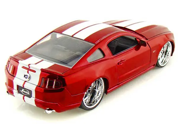 2010 Ford Mustang GT Red Metallic with White Stripes "Bigtime Muscle" Series 1/24 Diecast Model Car by Jada #3
