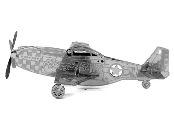 Model Kit North American P-51 Mustang Fighter Aircraft "Big Beautiful Doll" United States Army Air Forces (Easy Difficulty) Steel Model by Metal Earth #2