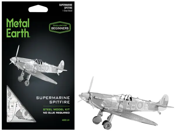 Model Kit Supermarine Spitfire Fighter Aircraft "Royal Air Force" (Easy Difficulty) Steel Model by Metal Earth #1