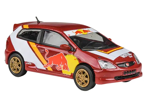 2001 Honda Civic Type R EP3 "No Good Racing" Red and White with Graphics 1/64 Diecast Model Car by Paragon Models #2
