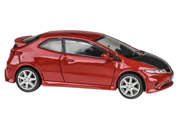 2007 Honda Civic Type R FN2 Milano Red with Carbon Hood 1/64 Diecast Model Car by Paragon Models #2
