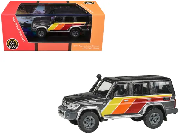 2014 Toyota Land Cruiser LC76 "TRD Livery" Gray Metallic with Stripes 1/64 Diecast Model Car by Paragon Models #1