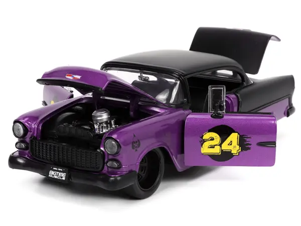 1955 Chevrolet Bel Air #24 Purple Metallic and Matt Black "Bigtime Muscle" Series 1/24 Diecast Model Car by Jada #2