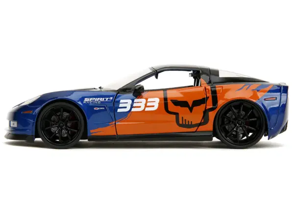 2006 Chevrolet Corvette Z06 #333 "Spirit Racing" Blue Metallic and Orange with Black Hood and Top "Bigtime Muscle" Series 1/24 Diecast Model Car by Jada #3